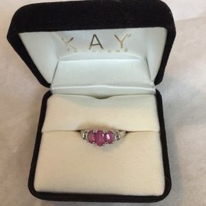 Pink sapphire & diamond ring size 6